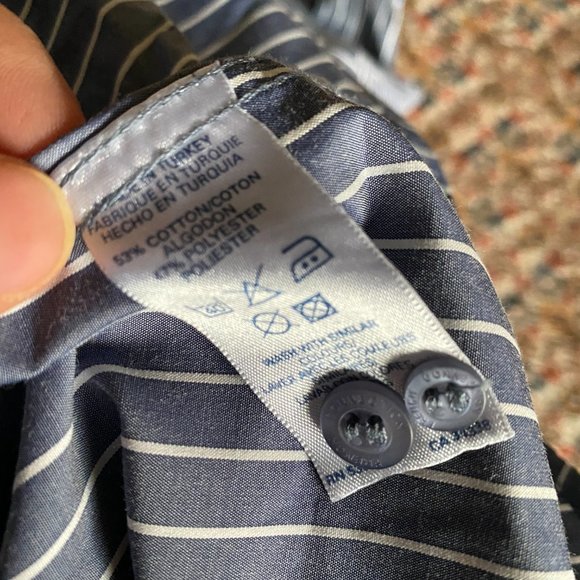 French Connection Mens X-Large Blue Striped Long Sleeve Shirt - Picture 10 of 12